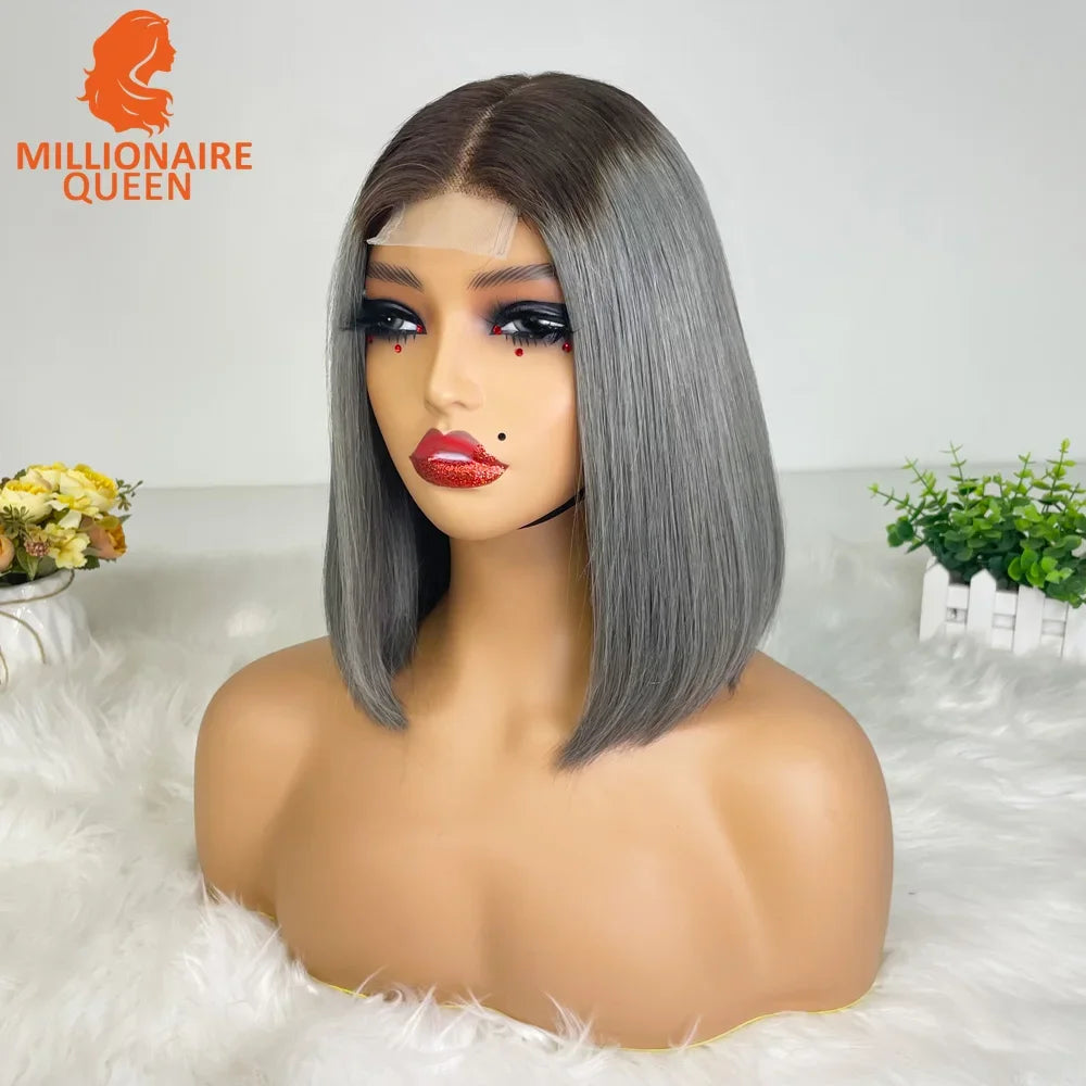 Highlight P4/30 Brown Vietname Bone Straight Bob Wig Super Double Drawn Human Hair 2x6 Glueless Lace Closure Wig For Black Women