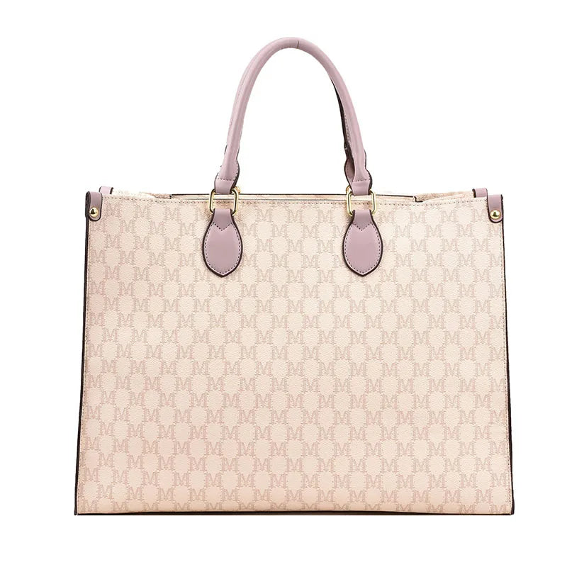 Retro European & American Large-Capacity Tote | Classic Letter Print PU Leather Shoulder Bag - view 11