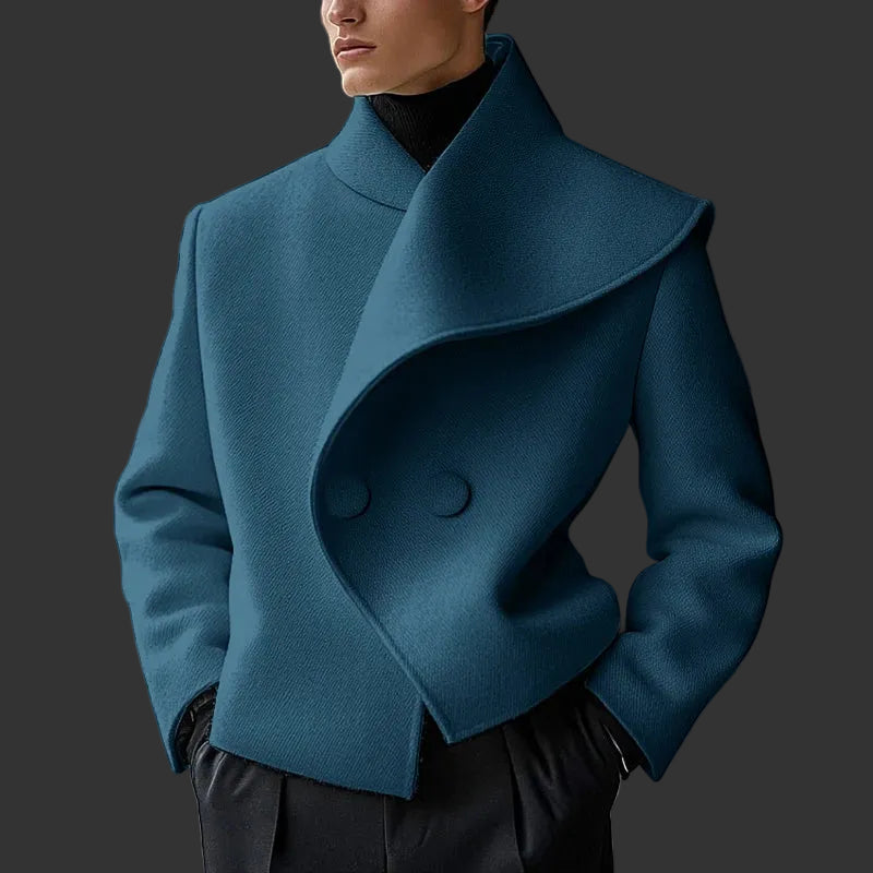 Men’s Asymmetrical Collar Casual Blazer | Sophisticated Solid All-Match Loose Silhouette | Elegant "Single Button" Handsome Suit | "Dignified" Tat-Woven Polyester for Radiant Versatile Styling Luxegan