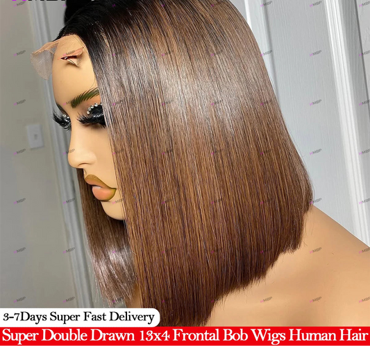 Vietnamese Bone Straight Chocolate Brown Bob Wig | Sophisticated "12A Super Double Drawn" Silhouette | Elegant 13x4 Transparent Lace Frontal | "Dignified" High-Performance 100% Human Hair for Radiant Versatile Styling Luxegan