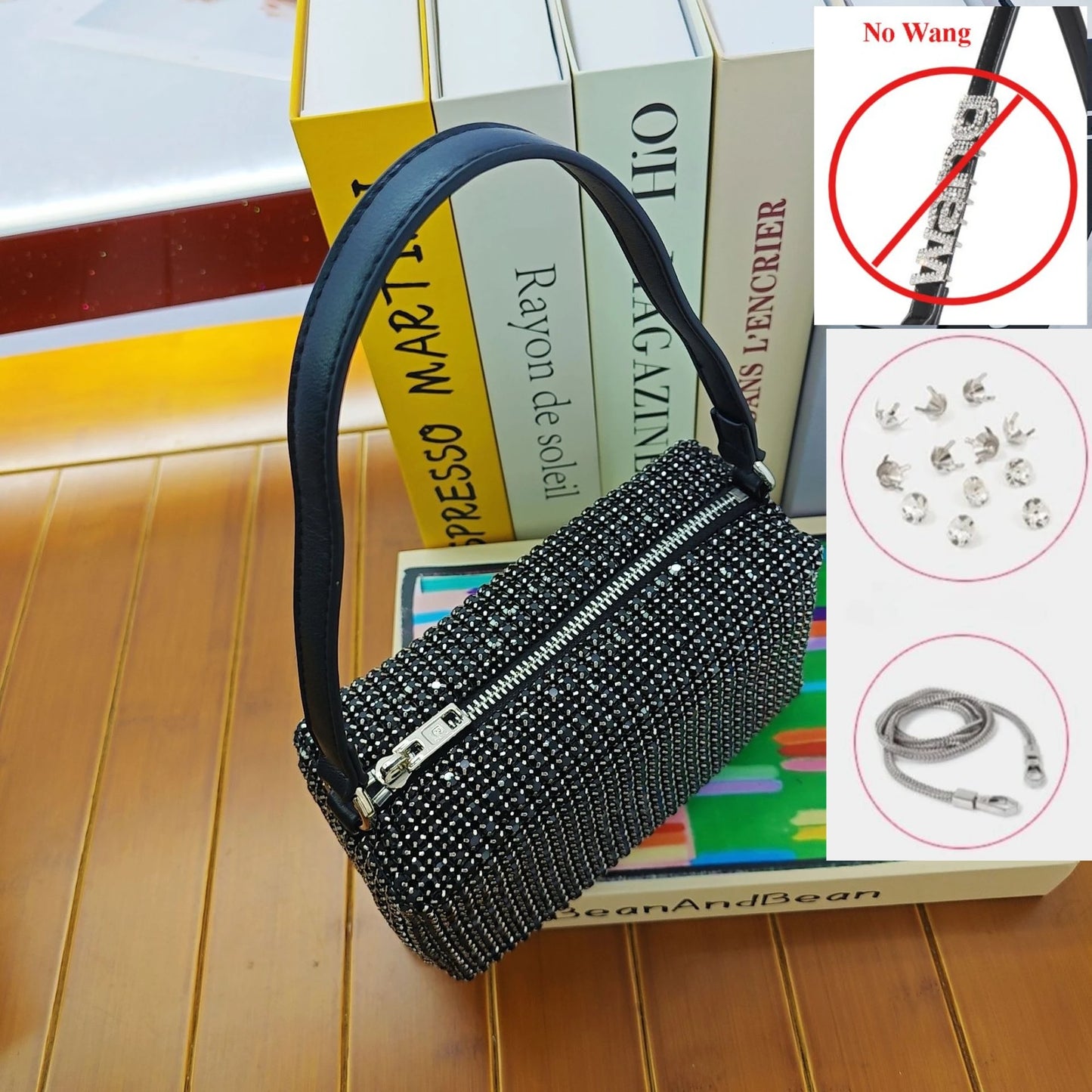 Super A Rhinestone Light Luxury Bag | Women's Summer High-End Texture Messenger & Portable Dinner Bag (Shiny Full Diamond Crossbody) Luxegan