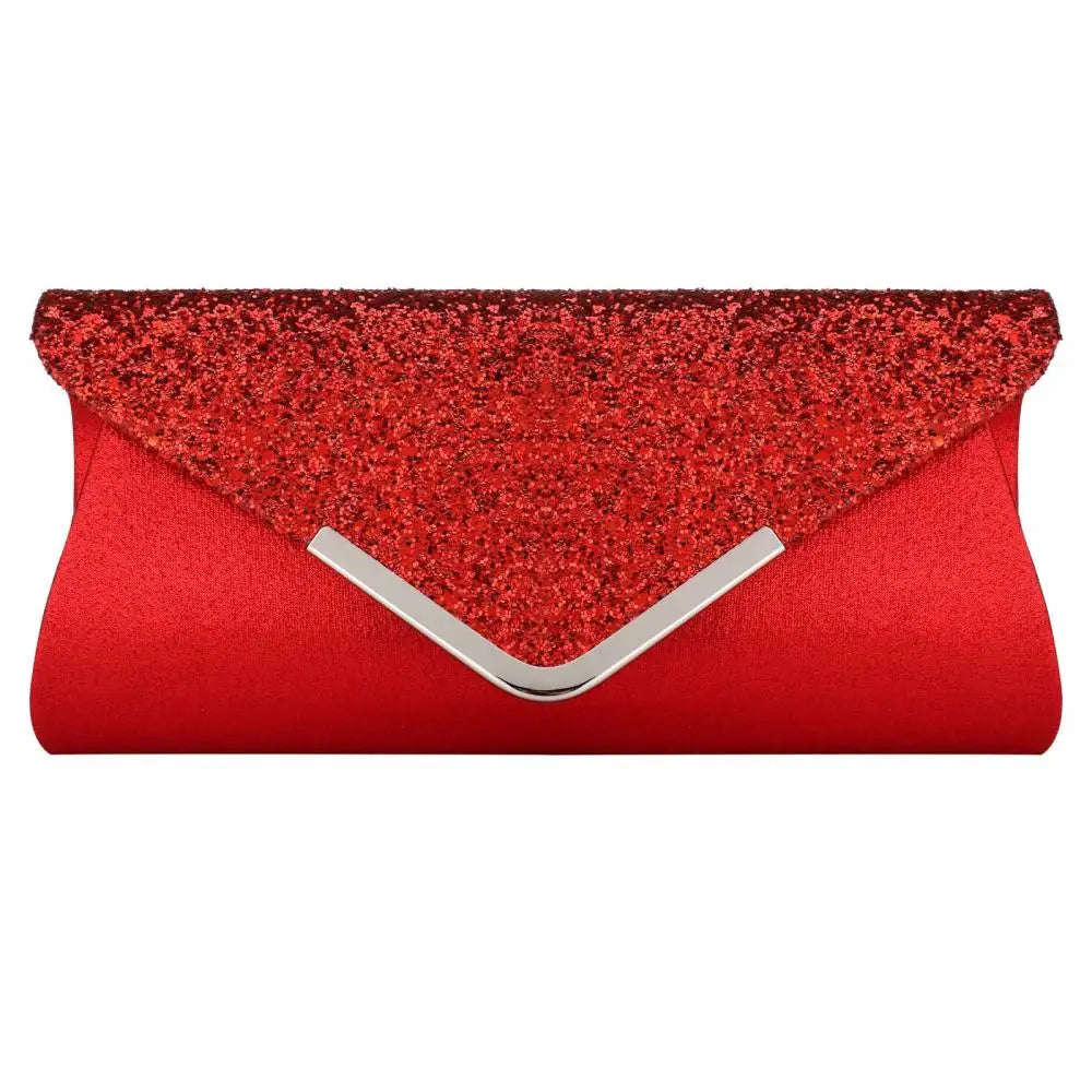 PU Leather Sequined Envelope Clutch | Royal Blue Luxury Designer Evening Bag Luxegan