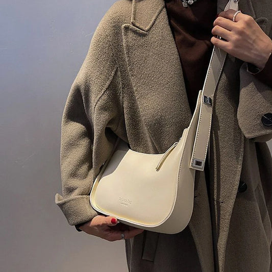 Vintage Half-Moon Shoulder Bag for Women | Soft PU Leather Underarm Crossbody Handbag (Luxury Brand Style, Armpit Bag) Luxegan