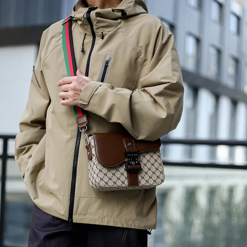 Jacquard Pattern Men's Crossbody Bag | Sophisticated "Diamond Lattice" Silhouette | High-End Casual Business Commuter Bag | "Dignified" High-Performance Waterproof Sling for Radiant Versatile Styling Luxegan