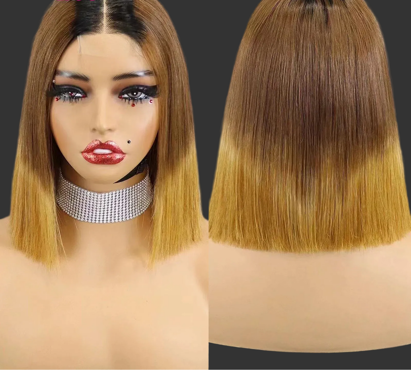 Super Double Drawn Bone Straight Short Bob Wig - 100% Burmese Remy Human Hair Glueless Wig - Transparent Swiss Lace Closure Pre-Plucked Straight Bob Wig for Women (4-16 Inch) Luxegan