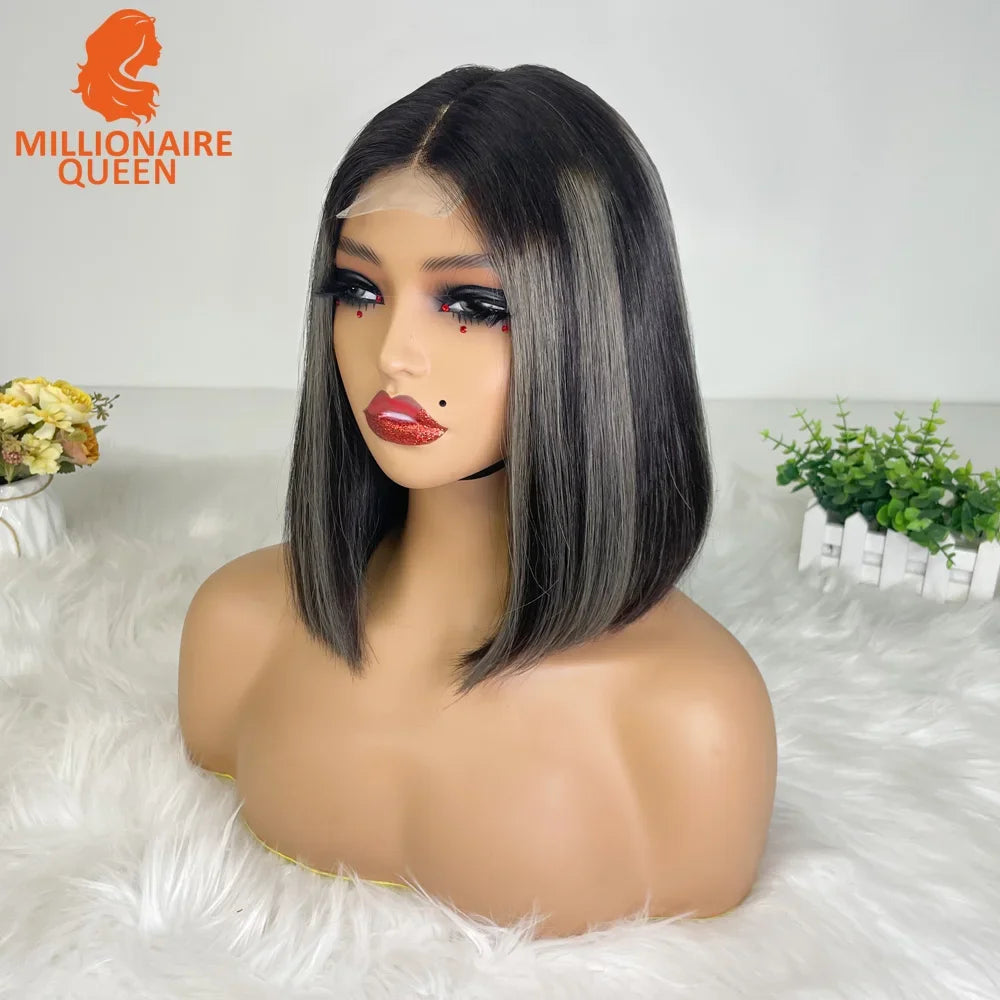 Highlight P4/30 Brown Vietname Bone Straight Bob Wig Super Double Drawn Human Hair 2x6 Glueless Lace Closure Wig For Black Women