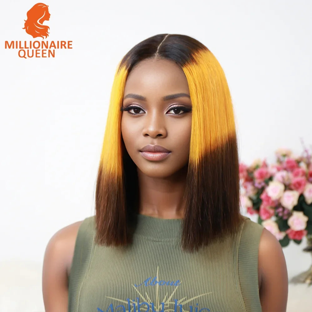 Highlight P4/30 Brown Vietname Bone Straight Bob Wig Super Double Drawn Human Hair 2x6 Glueless Lace Closure Wig For Black Women