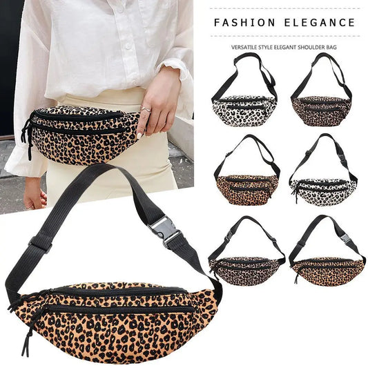 Women’s Vintage Large Capacity Chest Bag | Fashion Leopard Print Waist Pack | Casual Corduroy Messenger Handbag | Sophisticated Box-Shaped Crossbody Sling Purse Luxegan