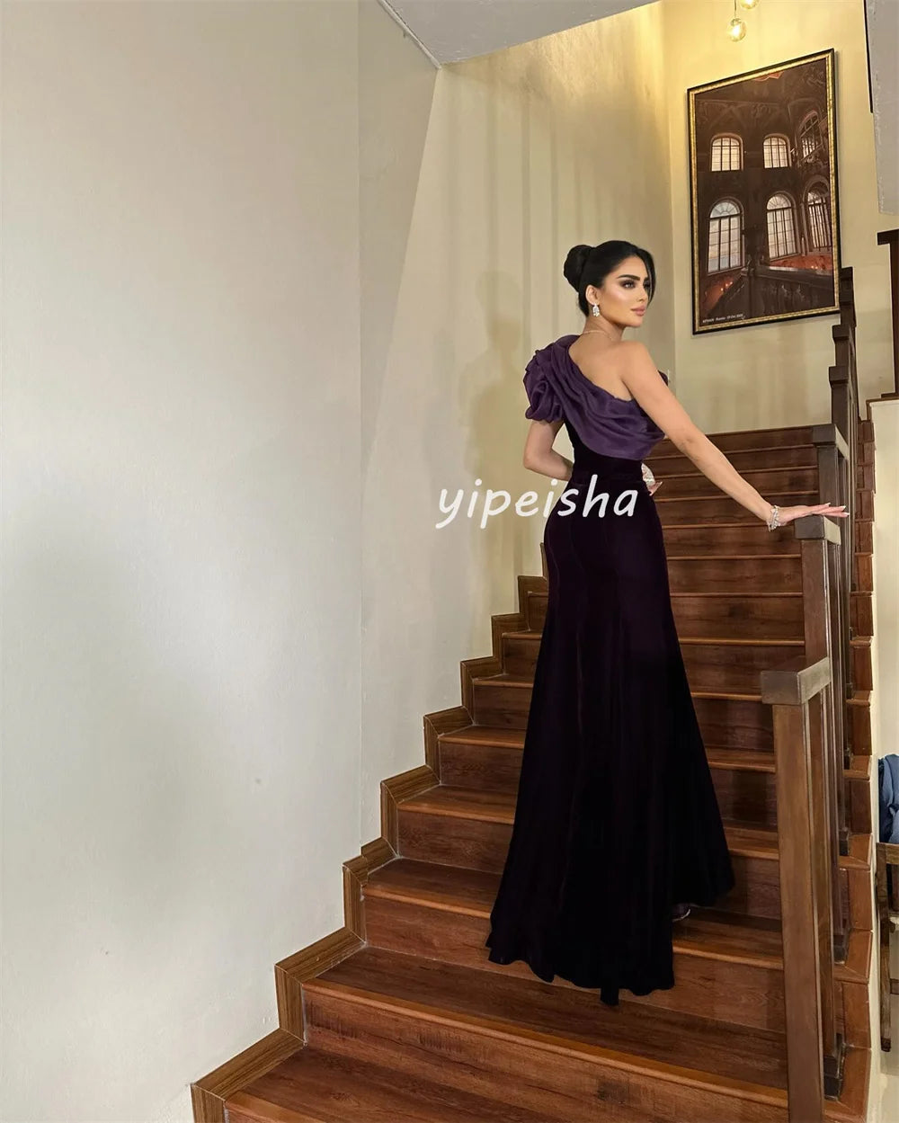 One-Shoulder Pleated Ruched Mermaid Gown | Bespoke Occasion Floor-Length Dress | Modern Sleeveless Satin Formal Evening Dress Luxegan
