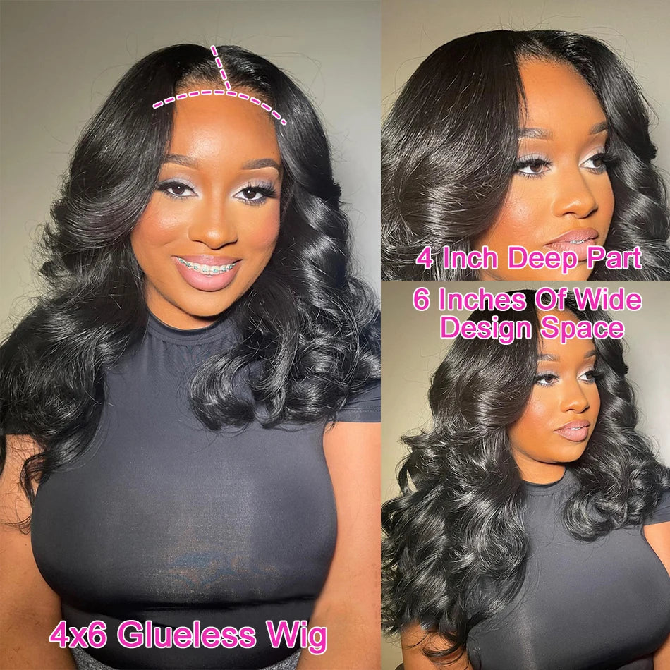 200% Density Short Bob Wig | Sophisticated 4x6 HD Transparent Lace Closure | Elegant Body Wave & Water Wave Brazilian Human Hair | "Dignified" 4–16 Inch Glueless Remy Wig for Radiant Versatile Styling Luxegan
