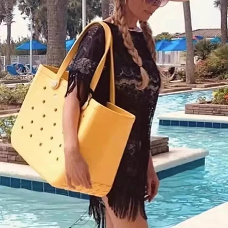 Beach EVA Bogg Bag | Rubber Waterproof Travel Tote Bag & Washable Handbag (For Sports, Beach, Market & Pool) Luxegan