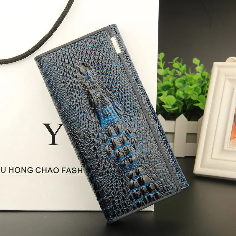 Women PU Leather Handbag Crocodile Pattern Long Wallet Large Capacity Clutch Phone Bag Coin Purse Card Card Holder for Party