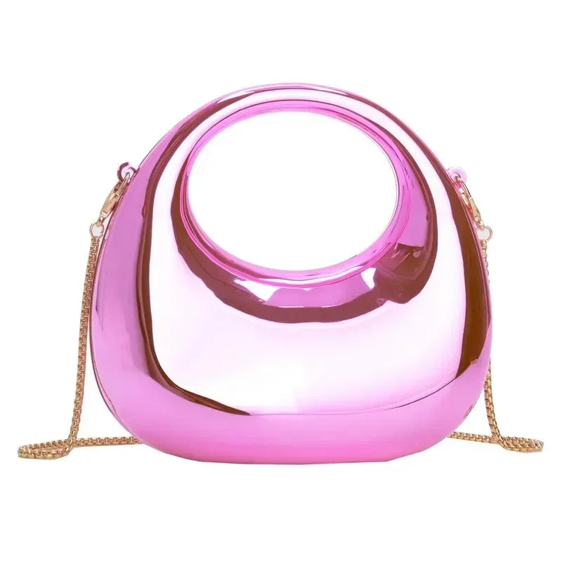Metallic Half-Moon Minaudiere | Hard Crossbody & Clutch Luxegan