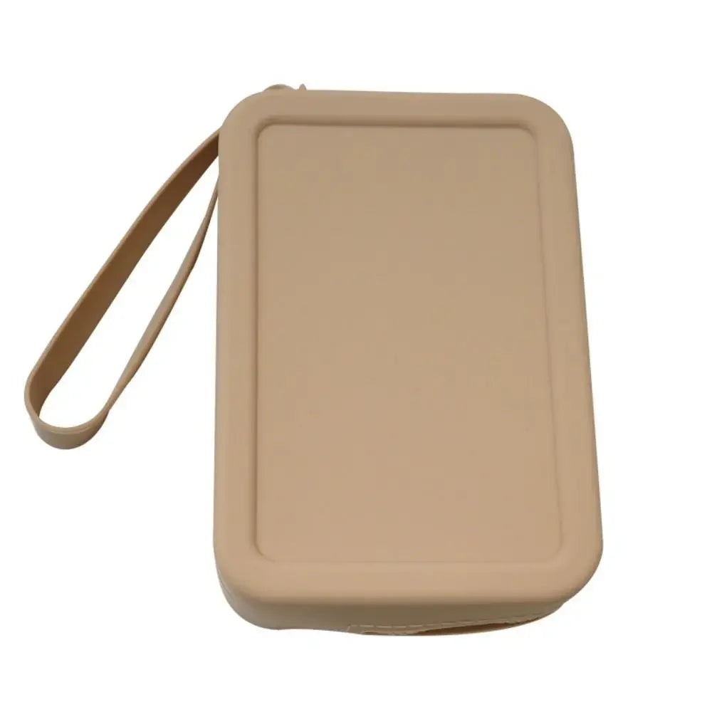 Morandi Color Silicone Cosmetic Bag | Rectangle Large Capacity Multifunction Storage Pouch | Solid Color Zipper Coin Purse