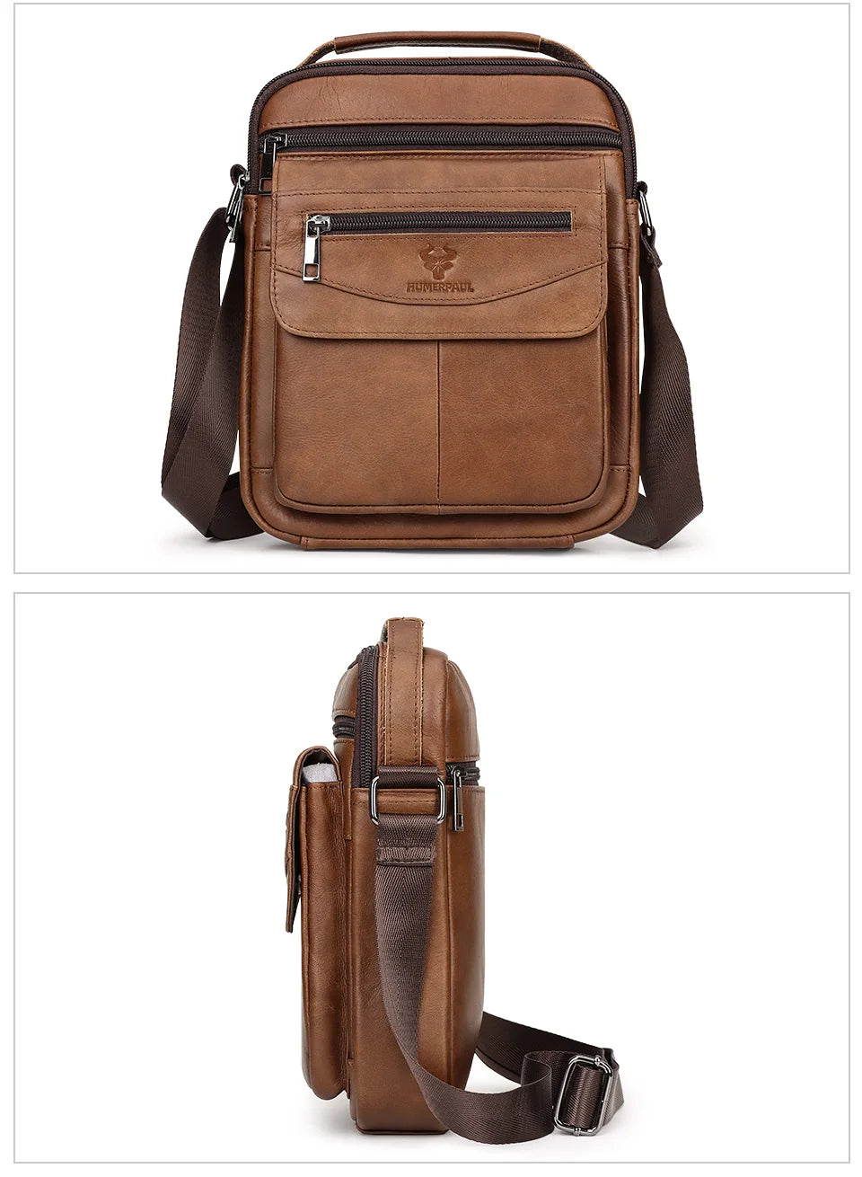 Casual Men's Shoulder Bag | Genuine Leather Business Messenger & Travel Sling Bag Luxegan