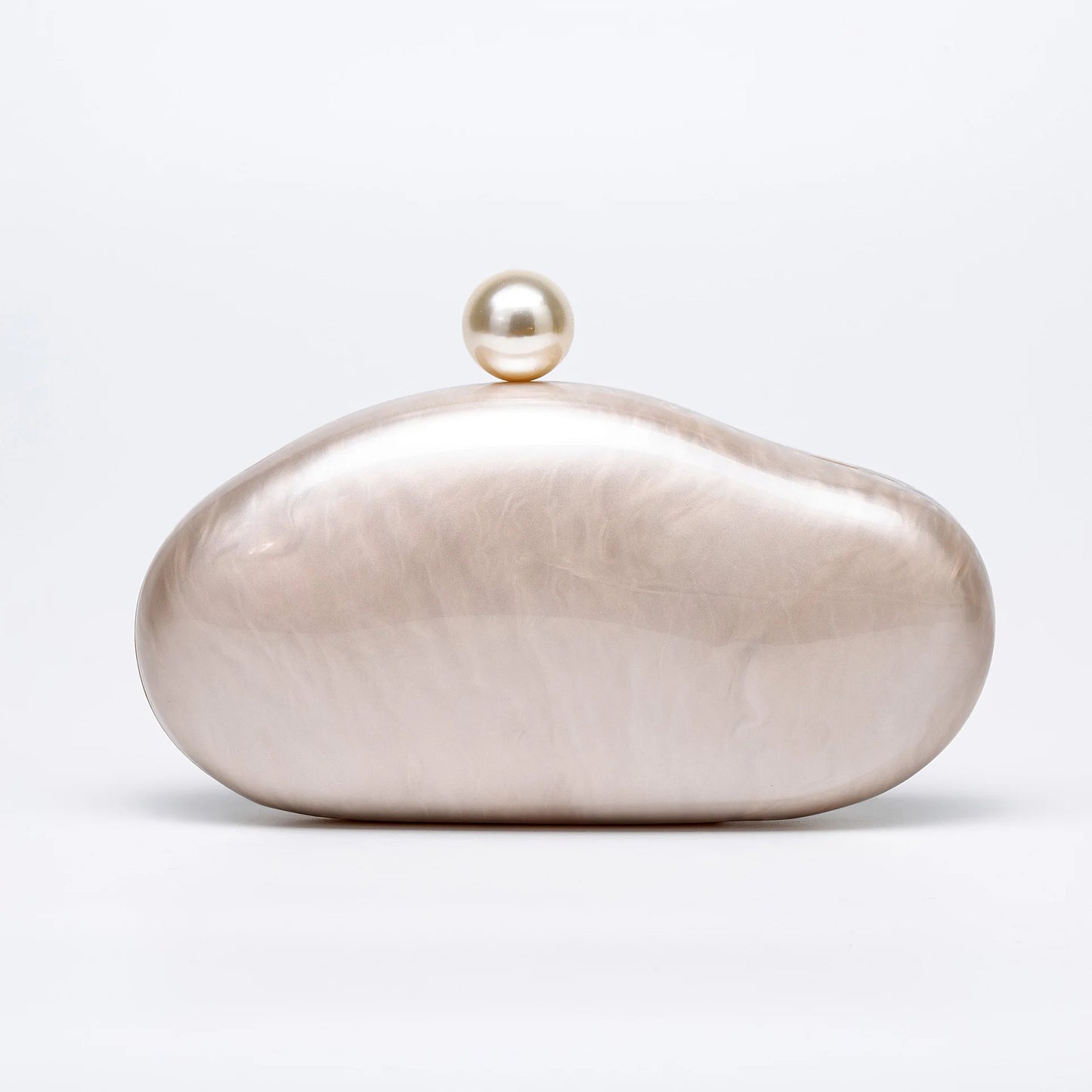 Luxury Pearl Acrylic Shell Clutch | Sophisticated "Oval Lady" Silhouette | Elegant Dinner Party Chain Purse | "Dignified" High-Performance Hard-Shell Essential for Radiant Versatile Styling Luxegan