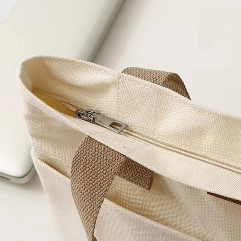 Women's Canvas Tote Bag | Solid Color Designer Ladies Casual Handbag & Large Capacity Cotton Reusable Shopping Beach Bag Luxegan