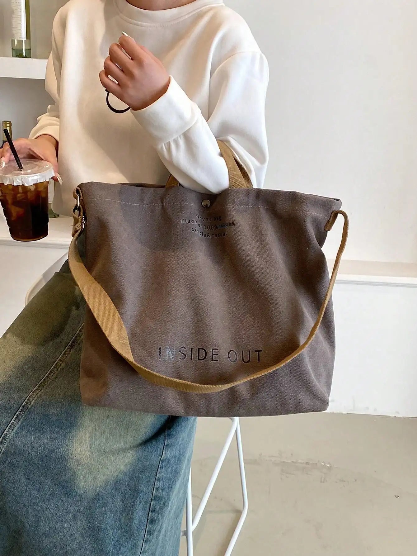 Men's and Women's Simple Crossbody Bag | Wash Canvas Thick Handbag & Large Capacity Arts Student Satchel Luxegan