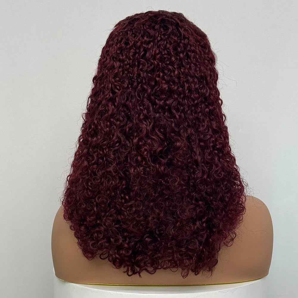300% Density 99J Highlight Burmese Pixie Cut Wig | Sophisticated 13x4 Transparent Lace Frontal | Elegant "Vietnamese Remy" 16-Inch Silhouette | "Dignified" Kinky Curly Human Hair for Radiant Versatile Styling Luxegan