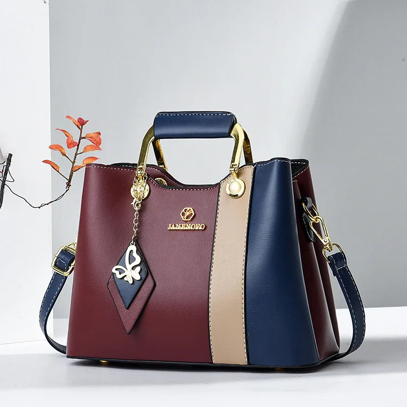 Spliced Leather Large Capacity Woman Handbag Designer Shoulder Bag | Fashion Casual Tote Bag Luxury Designer Crossbody Bags Luxegan