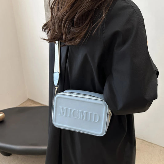 New Fashionable Broadband Crossbody Bag | Casual Small Square Shoulder Bag | Trend Letter Indentation & Simple Satchel Luxegan