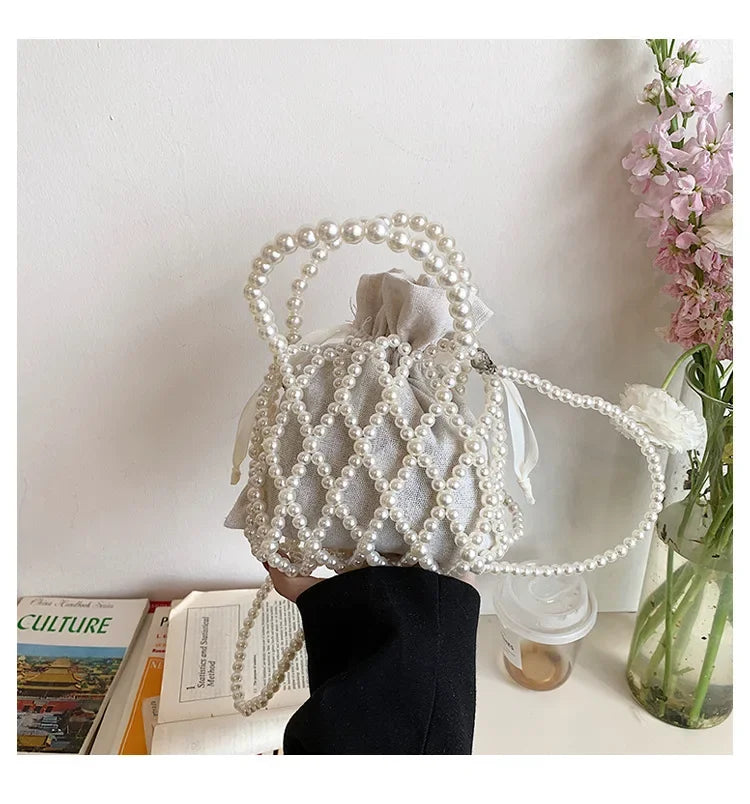 Women's Pearl Bag | Small Mini Tote Bag & Woven Crossbody Luxegan