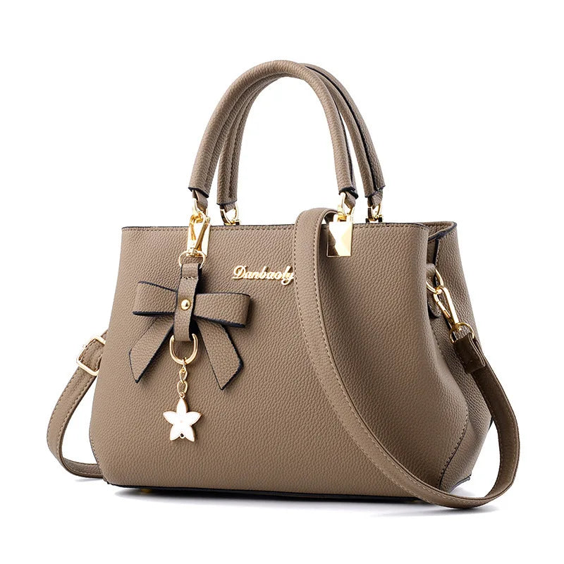 Elegant Women’s Messenger Bag with Flower Pendant | Office Ladies’ Pure Handbag & Satchel | Fashionable