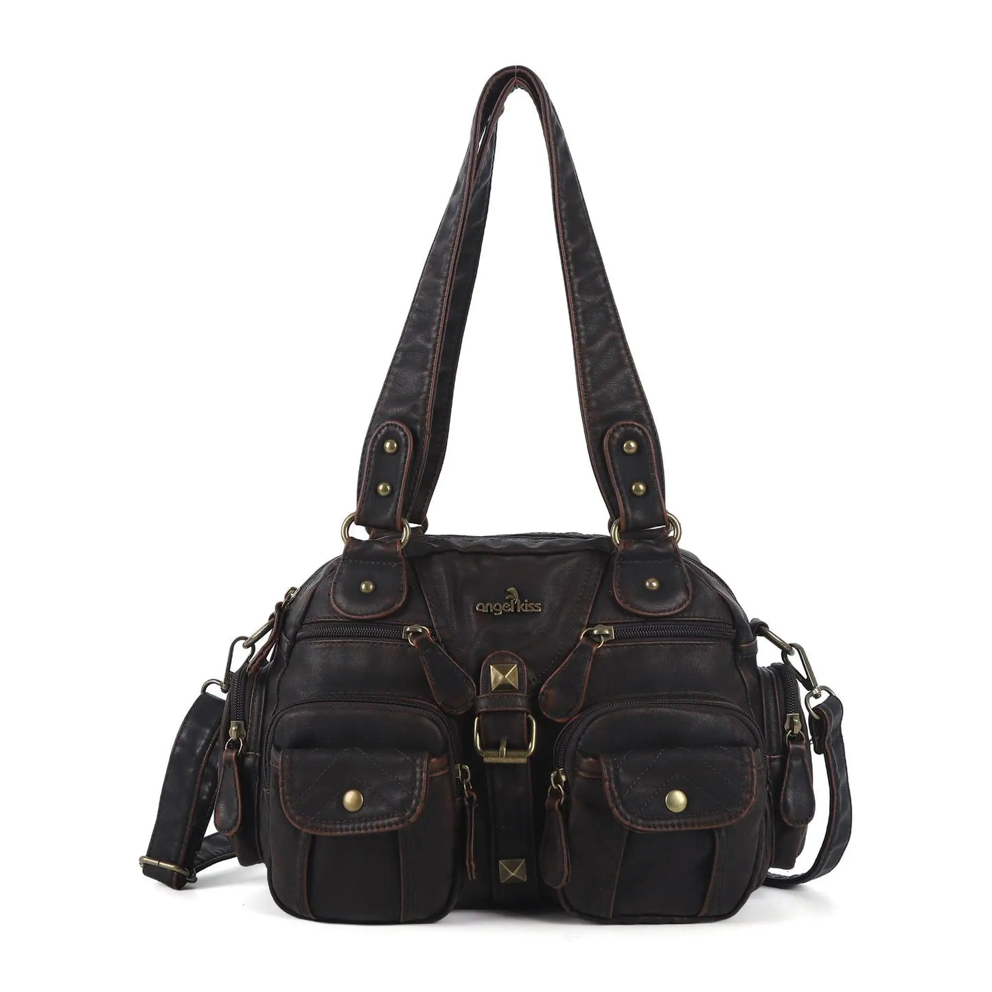 Women’s Rose Top-Handle Satchel | Luxury PU Leather Dumpling Bag | Versatile Crossbody & Shoulder Purse with Organized Interior Luxegan 