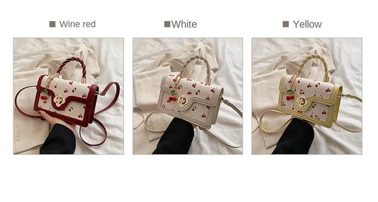 Sweet Cherry Small Square Crossbody | Luxury Chain Designer Handbag Luxegan