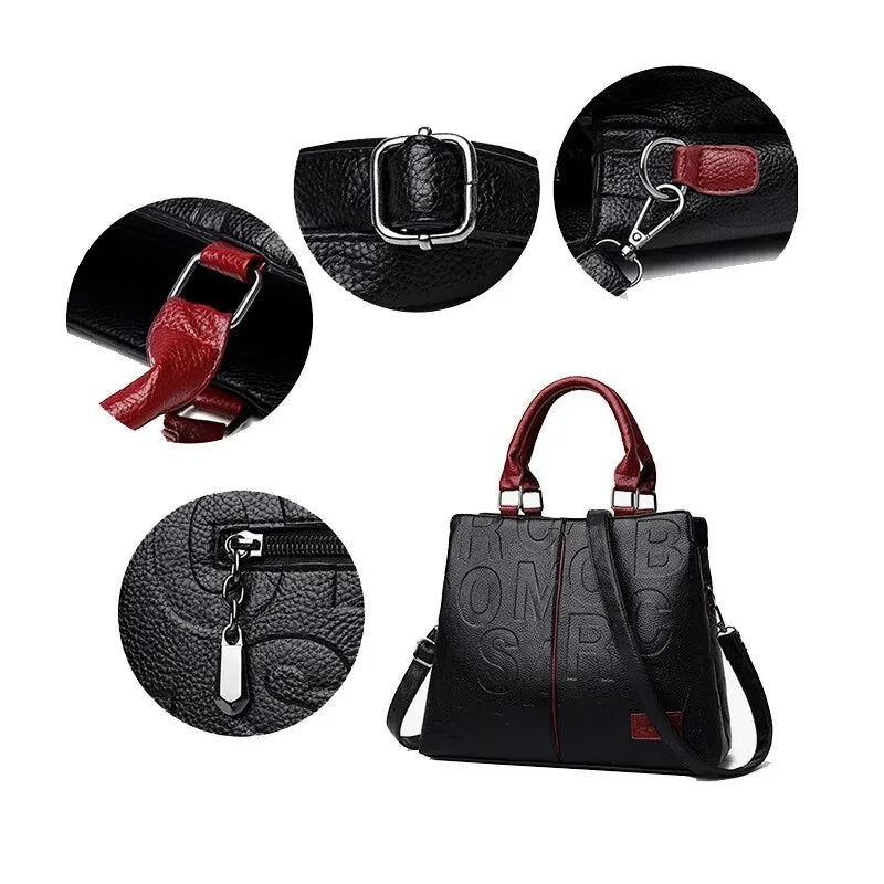 Women's Luxury Designer PU Leather Crossbody Bag | Large Capacity Casual Travel Handbag | Premium Microfiber Synthetic Leather Shoulder Tote | Multi-Compartment Zippered Daily Purse Luxegan