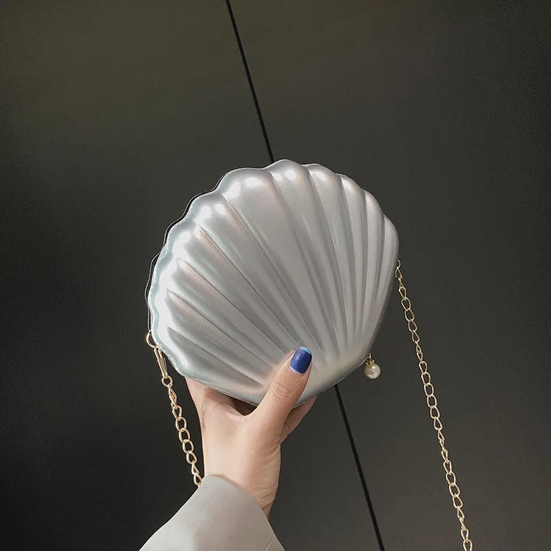 PVC Sequined Shell Crossbody Bag | Cute Chain Shoulder & Phone Money Pouch Luxegan