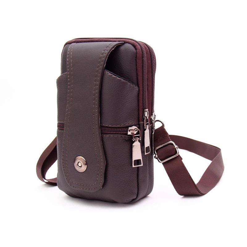 Genuine Cowhide Leather Men's Messenger Bag | Sophisticated "Multi-Functional" Silhouette | Professional Small Travel Waist Bag & Chest Pouch | "Dignified" High-Performance Leather Essential for Radiant Versatile Styling Luxegan