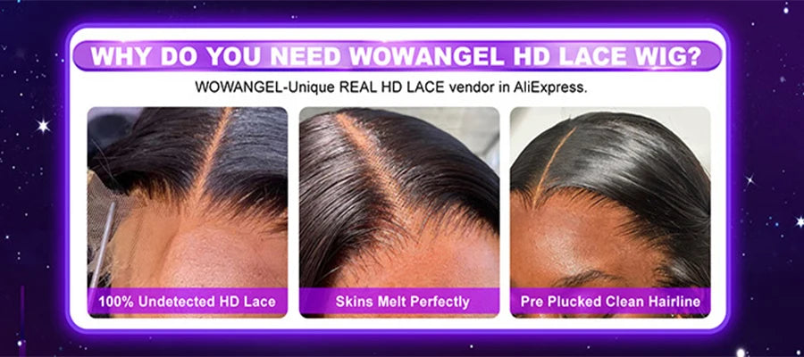Wow Angel 13x6 HD Lace Front Wigs 250% Remy Hair Body Wave Human Hair Wigs HD Lace Wigs Pre Plucked Wear To Go Wigs for Women