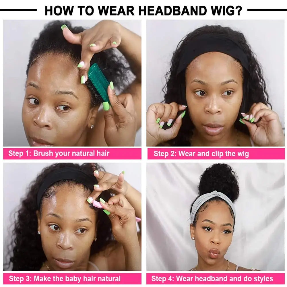 Kinky Straight Headband Wig | Sophisticated Brazilian Yaki Human Hair Silhouette | Elegant "Ready-To-Wear" Natural Color Hairpiece | "Dignified" Full Machine Made Remy Wig for Radiant Versatile Styling Luxegan
