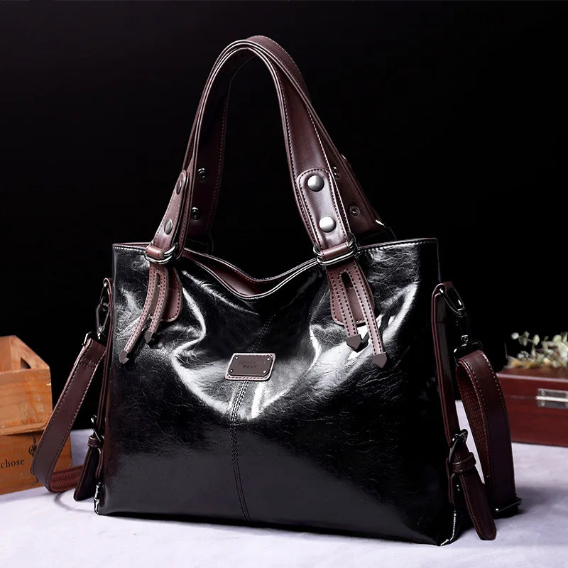 New Fashion Casual Tote Bag | Women's Handbags & Soft Leather Shoulder Bags (Vintage Big Capacity Crossbody Hand Bag) Luxegan