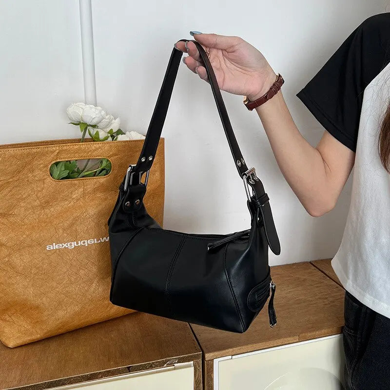 Y2K Style Shoulder Bag | Trendy Motorcycle Handbag & Minimalist Shoulder Purse Luxegan