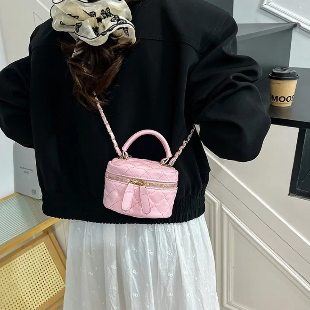 Mini Diamond Quilted Leather Bucket Bag Multi-Color Checkered Pattern Crossbody Bag with Gold Chain Shoulder Strap Shoulder Bag Luxegan