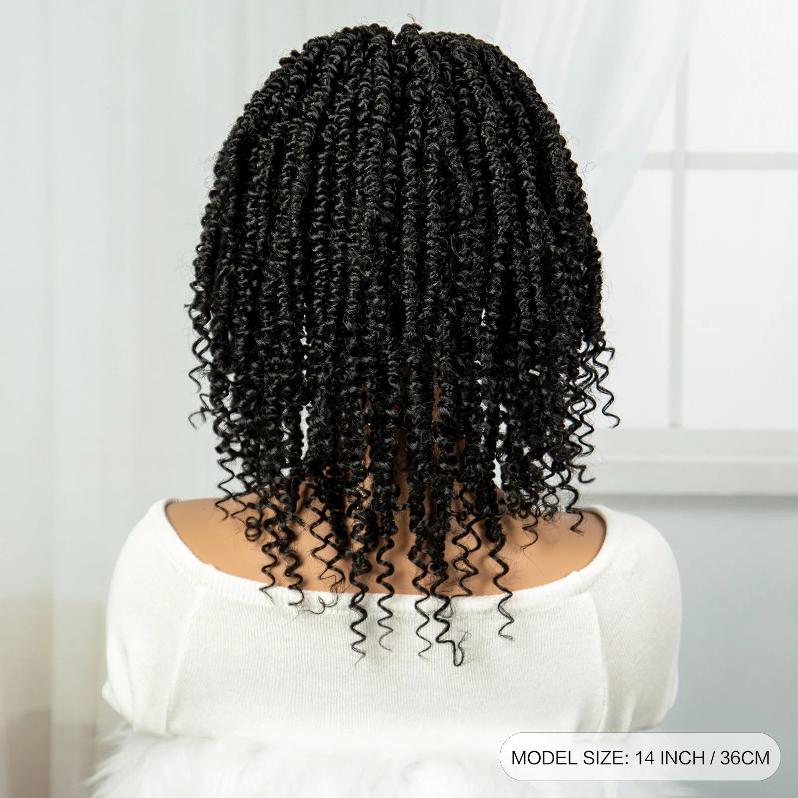 Short Knotless Box Braids Bob Wig with Curly Ends | Handmade Lace Front Luxegan