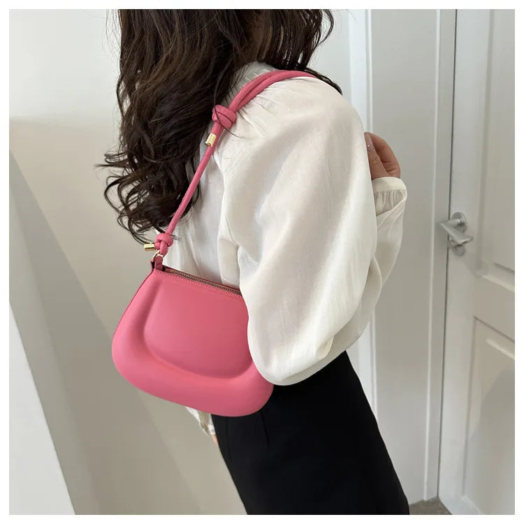 Soft PU Leather Ladies Crossbody Bag | Women's Purple Underarm Bag & Retro Solid Color Handbag (Fashion Design Girl Small Shoulder Bag) Luxegan