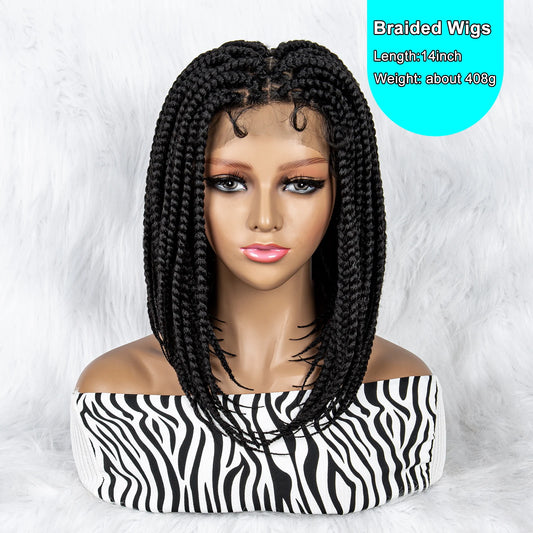 14 Inch Knotless Box Braids Bob Wig | Full Lace Cornrow | Baby Hair