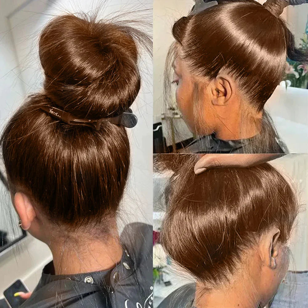 Invisi-Strap 360 Full Lace Wig | Sophisticated "Chocolate Brown" Straight Silhouette | Elegant 250% Density HD Lace Frontal | "Dignified" Honey Blonde Brazilian Human Hair Wig for Radiant Versatile Styling Luxegan