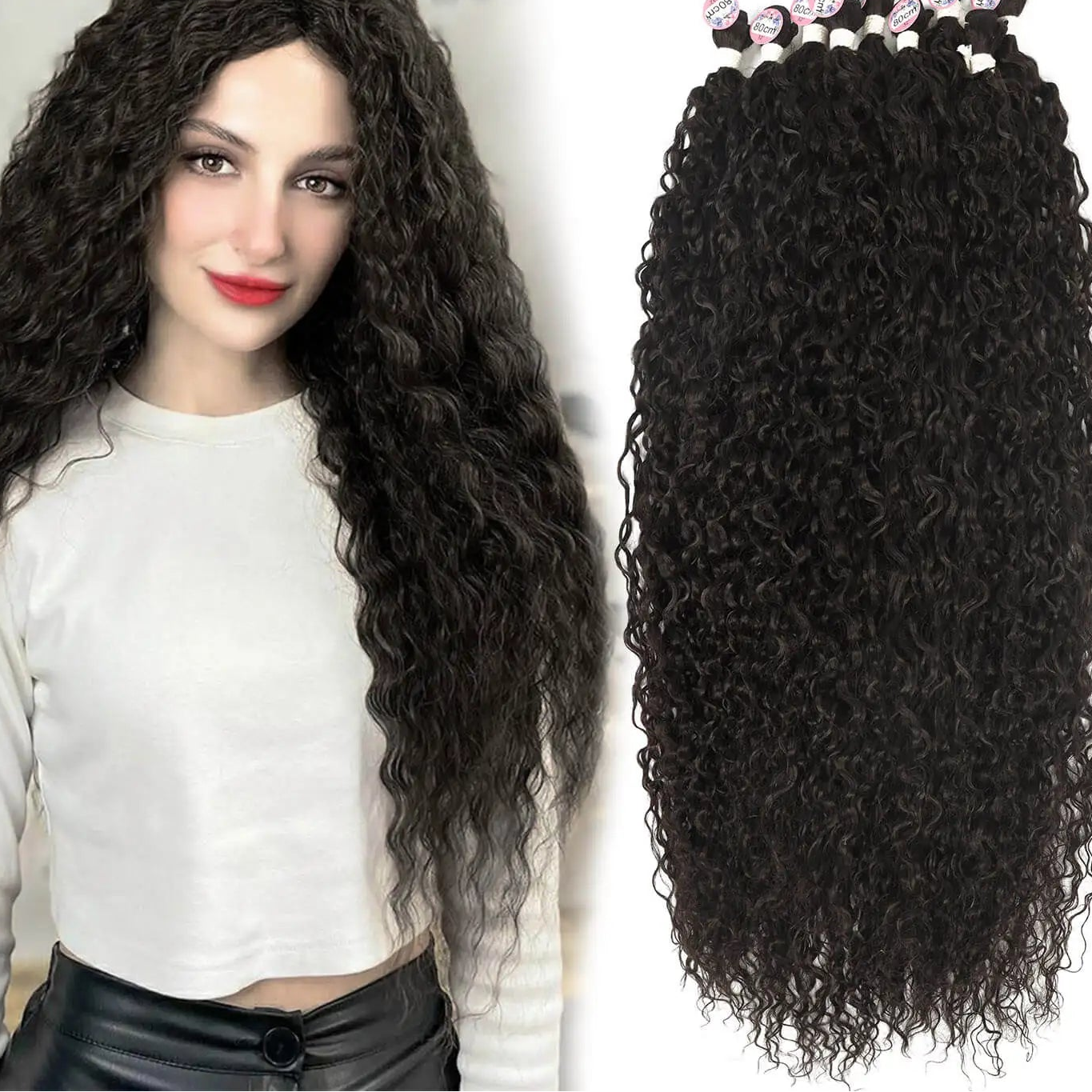 Synthetic Water Wave Hair Bundles | 28–32 Inch Curly Extensions Luxegan