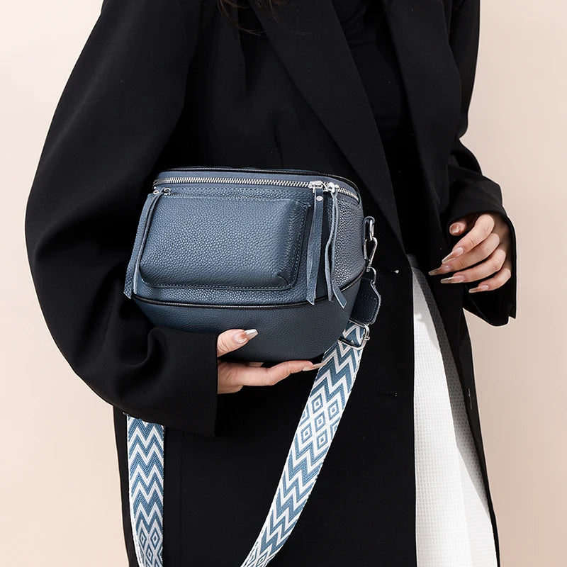 Genuine Leather Saddle Bag | Casual Cowhide Shoulder & Crossbody Bag Luxegan