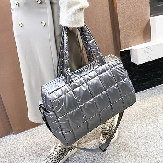 Luxury Space Padded Cotton Handbag | Big Capacity Shoulder Bag & Waterproof Nylon Bag (Travel Down Crossbody Bag Purse Bolsa) Luxegan
