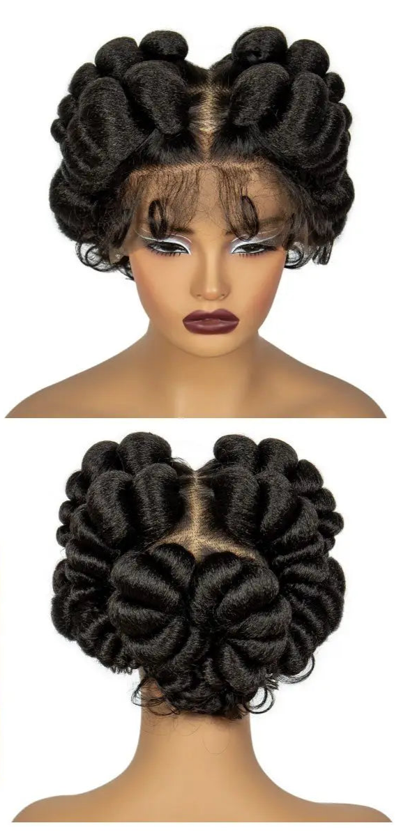 613 Blonde Short Bantu Knotless Braids Wig | Handmade Full Lace | Baby Hair Luxegan