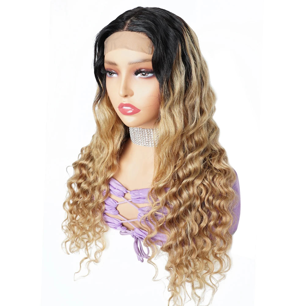 Honey Blonde #1B/27 Loose Deep Wave Wig | Sophisticated 4x4 HD Transparent Lace Closure | Elegant - view 3