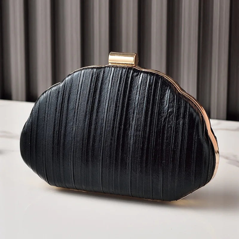 Shell Evening Bridal Clutch | Sophisticated "Minaudière" Silhouette | Fashionable Socialite Crossbody Bag | "Dignified" High-Performance Microfiber Leather Essential for Radiant Party Styling Luxegan