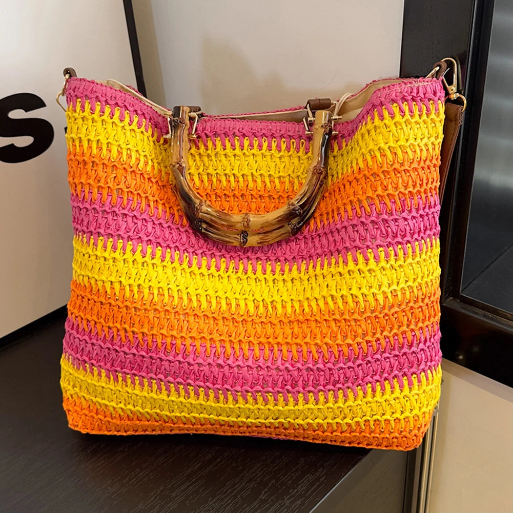 Handmade Straw Tote Bag | Large Capacity Woven Clutch Luxegan