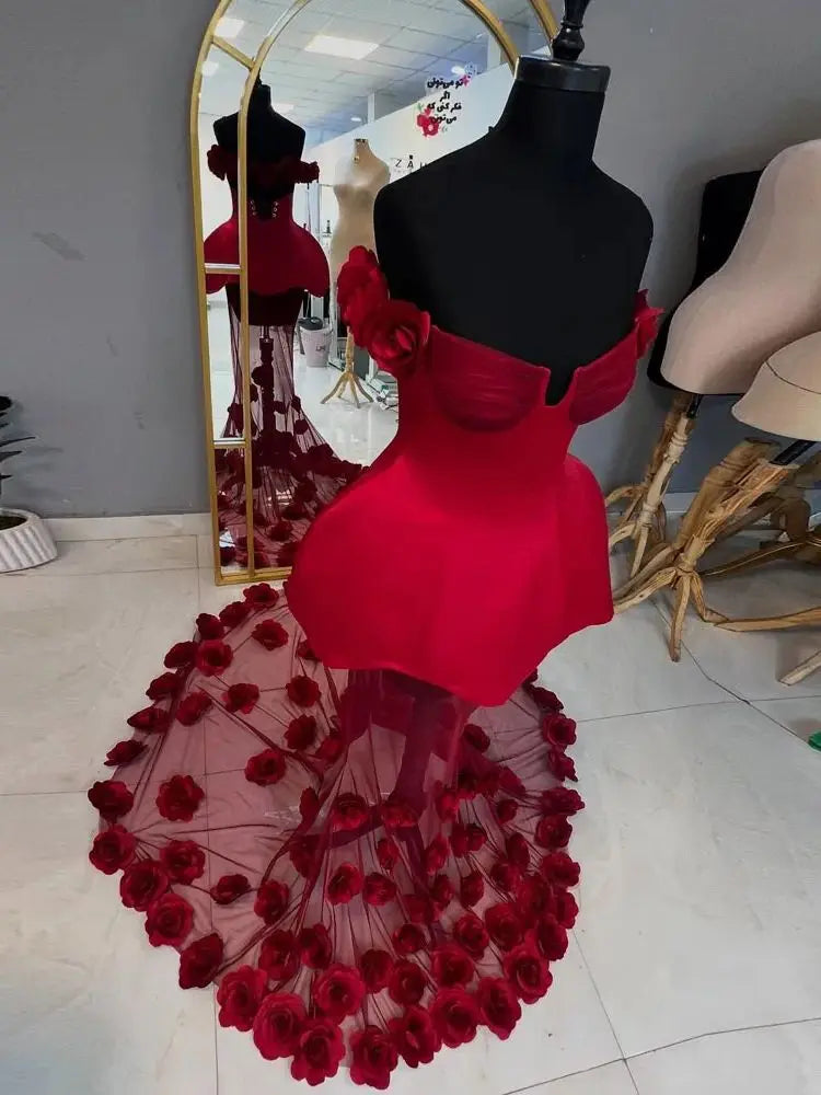 Women's Sweetheart Mermaid Formal Dress with 3D Floral Detail Luxegan