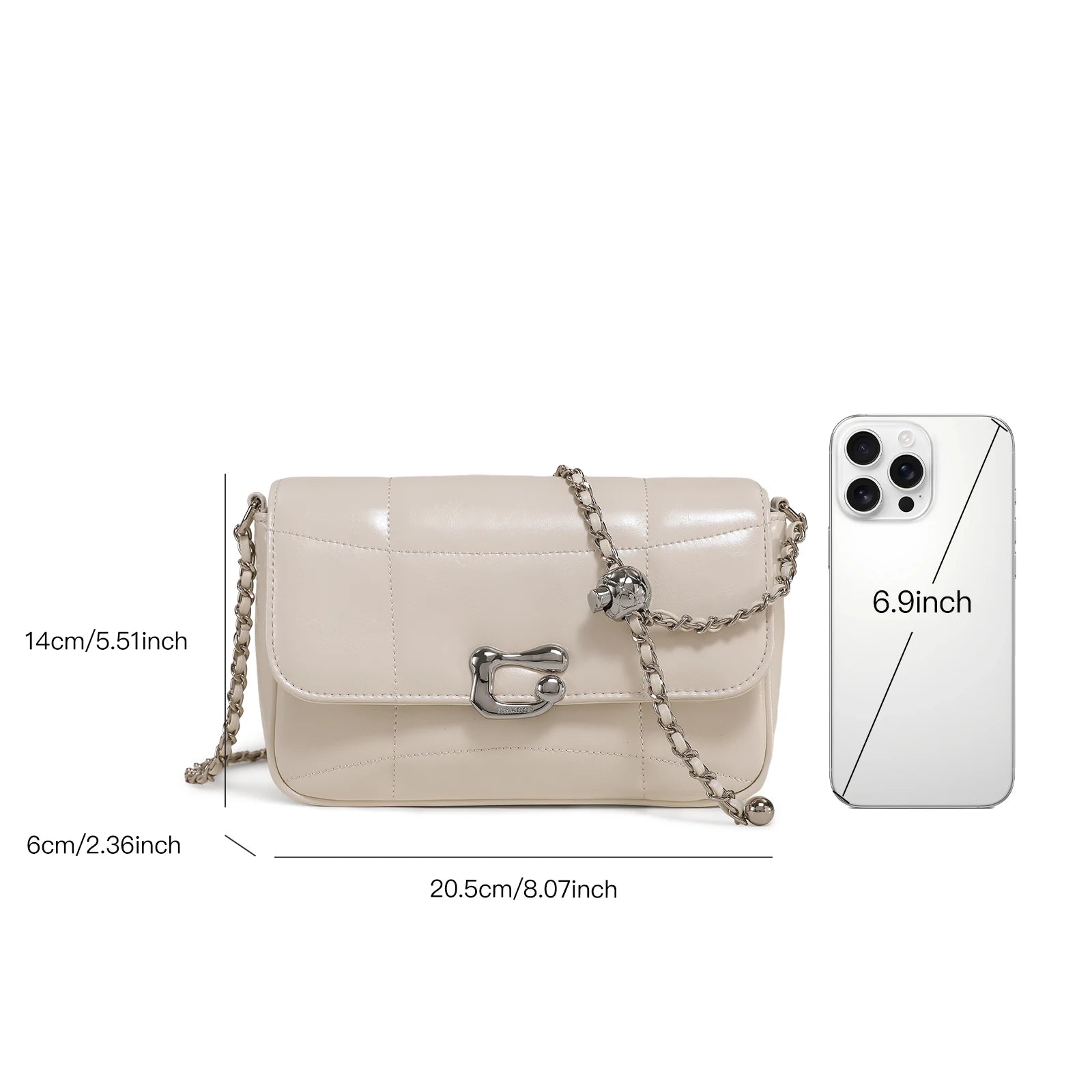 Genuine Leather Crossbody Bag | Luxury Brand Shoulder Bag with Chain Strap & Unique Design Quilted Handbag Luxegan